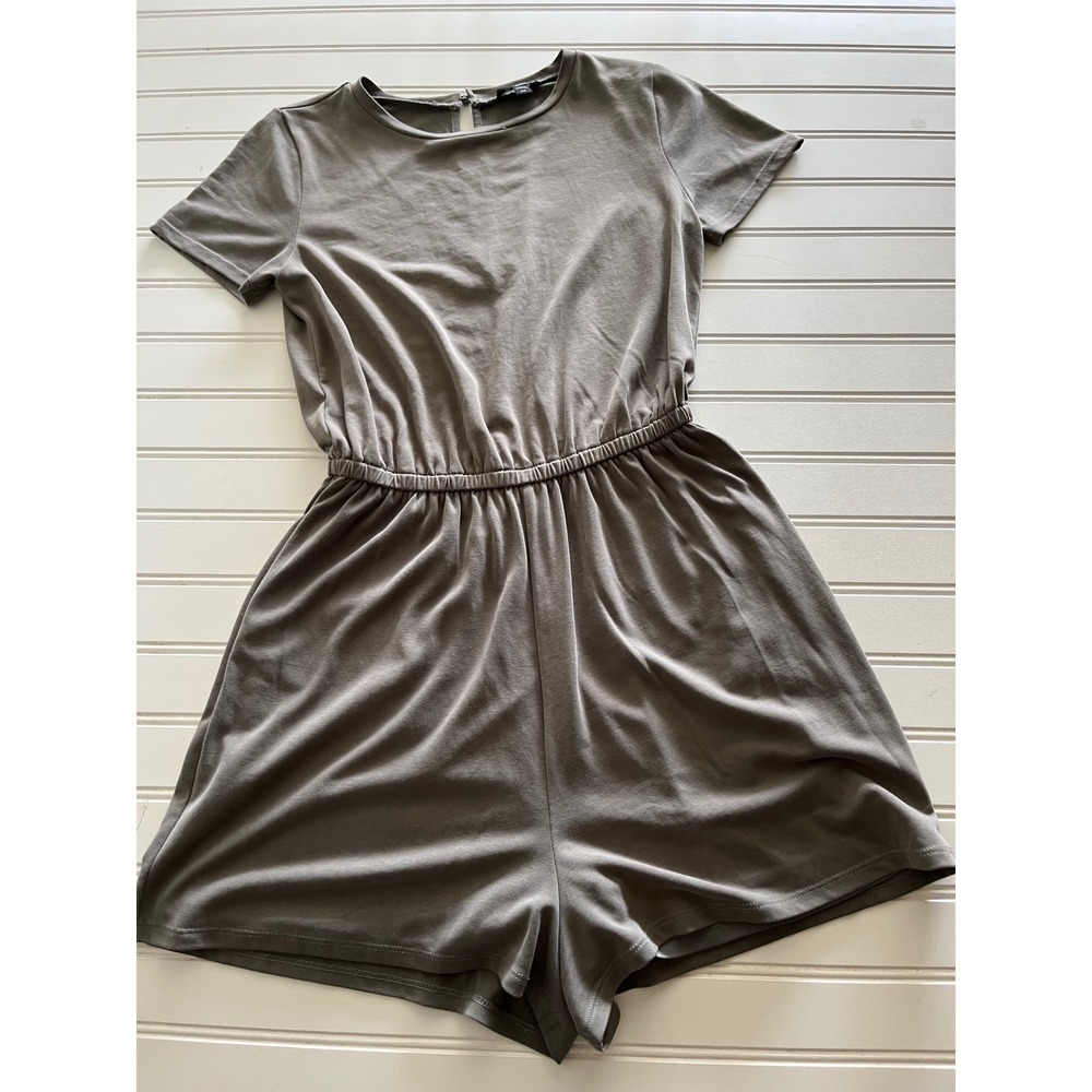 Express Womens Short Sleeve Elastic Waist Romper Olive Taupe XXS Casual Summer